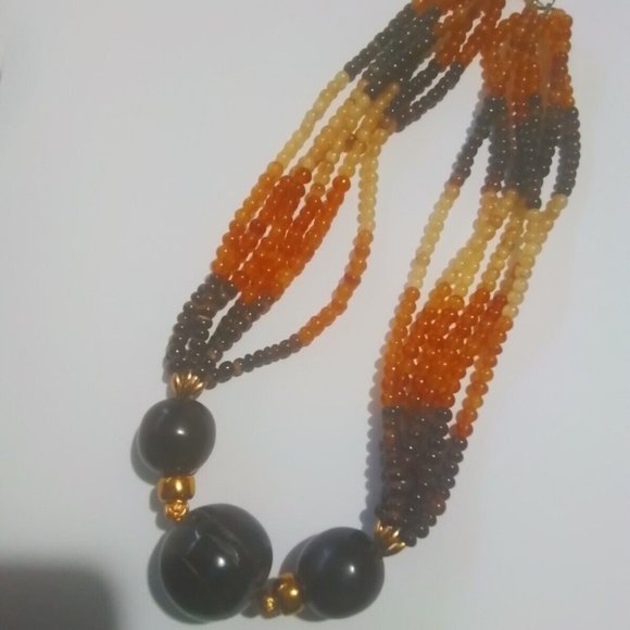 Apple Juce Prystal Bakelite 1940 Rootbeer And Honey Necklace Bn17 - Picture 2 of 11